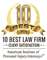 10 Best Law Firm 2021 Client Satisfaction from American Institute of Personal Injury Attorneys